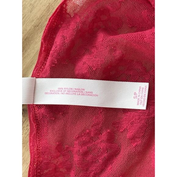 Victoria Secret Red Lace Halter Chemise Slip Dress Women’s Small Sheer Lingerie - Picture 6 of 7